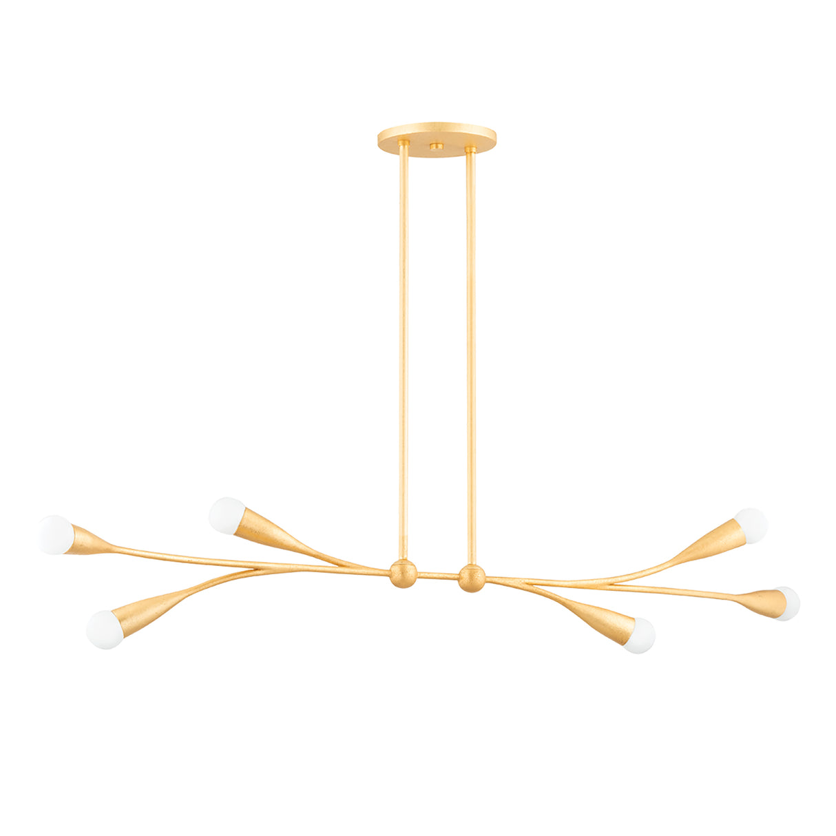 Flora 6 Light Linear Chandelier 50", Gold Leaf