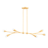 Flora 6 Light Linear Chandelier 50", Gold Leaf