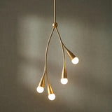 Flora 4 Light Pendant 14", Gold leaf design pendant in a Contemporary Living Room with neutral decor.