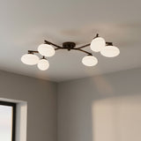 Jace 6 Light Semi-Flush 41" in Old Bronze for Modern home with Gray walls
