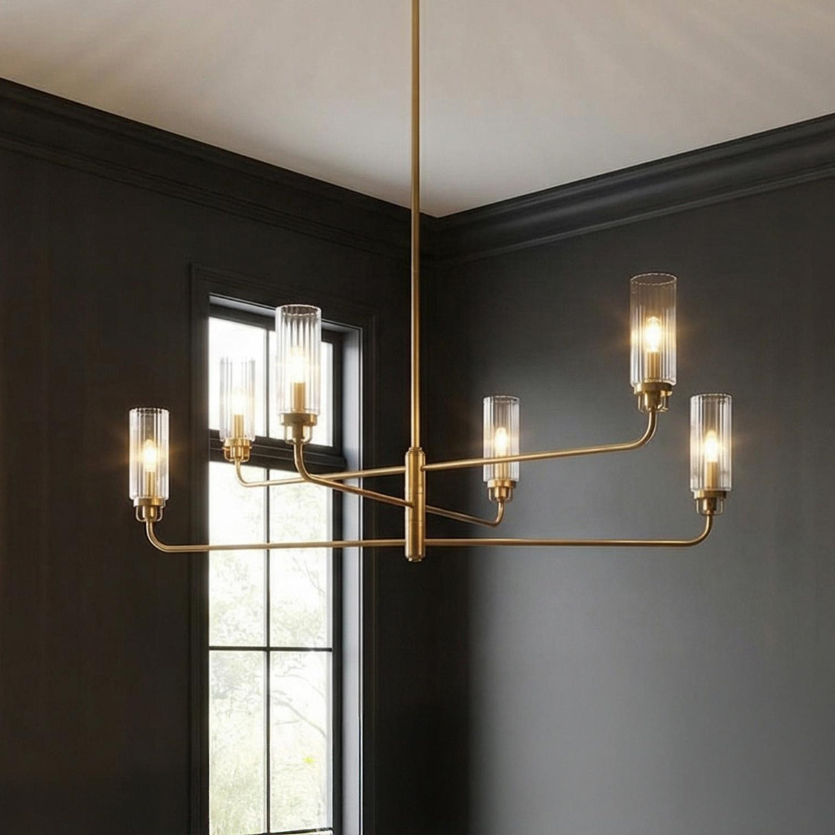 Mercer 6 Light Chandelier 48", Aged Brass