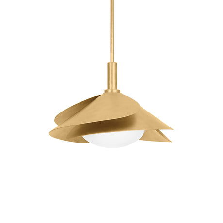 Lola Pendant 15", Gold Leaf with Milk Glass