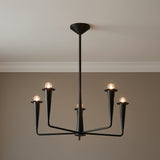 Navie 5 Light Chandelier 30" for Modern home with Black painted wood