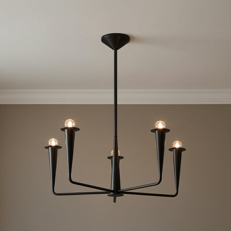 Navie 5 Light Chandelier 30" for Modern home with Black painted wood