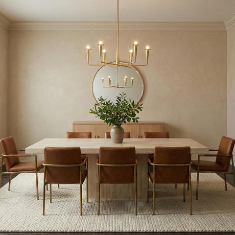 Navie 6 Light Chandelier 40", Aged Brass