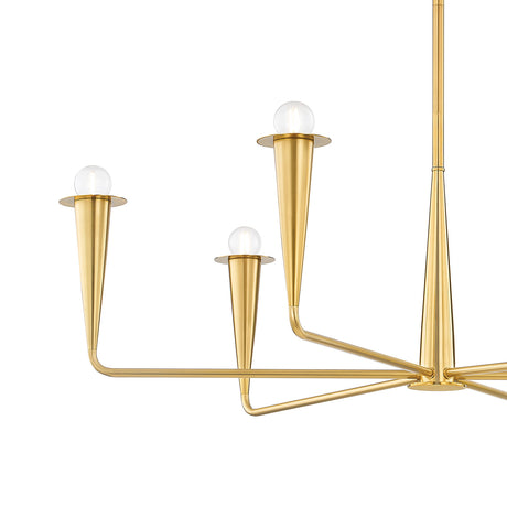 Navie 6 Light Chandelier 40", Aged Brass