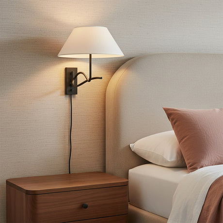 Odin Plug-In Wall Sconce for Modern home with Textured Wallpaper