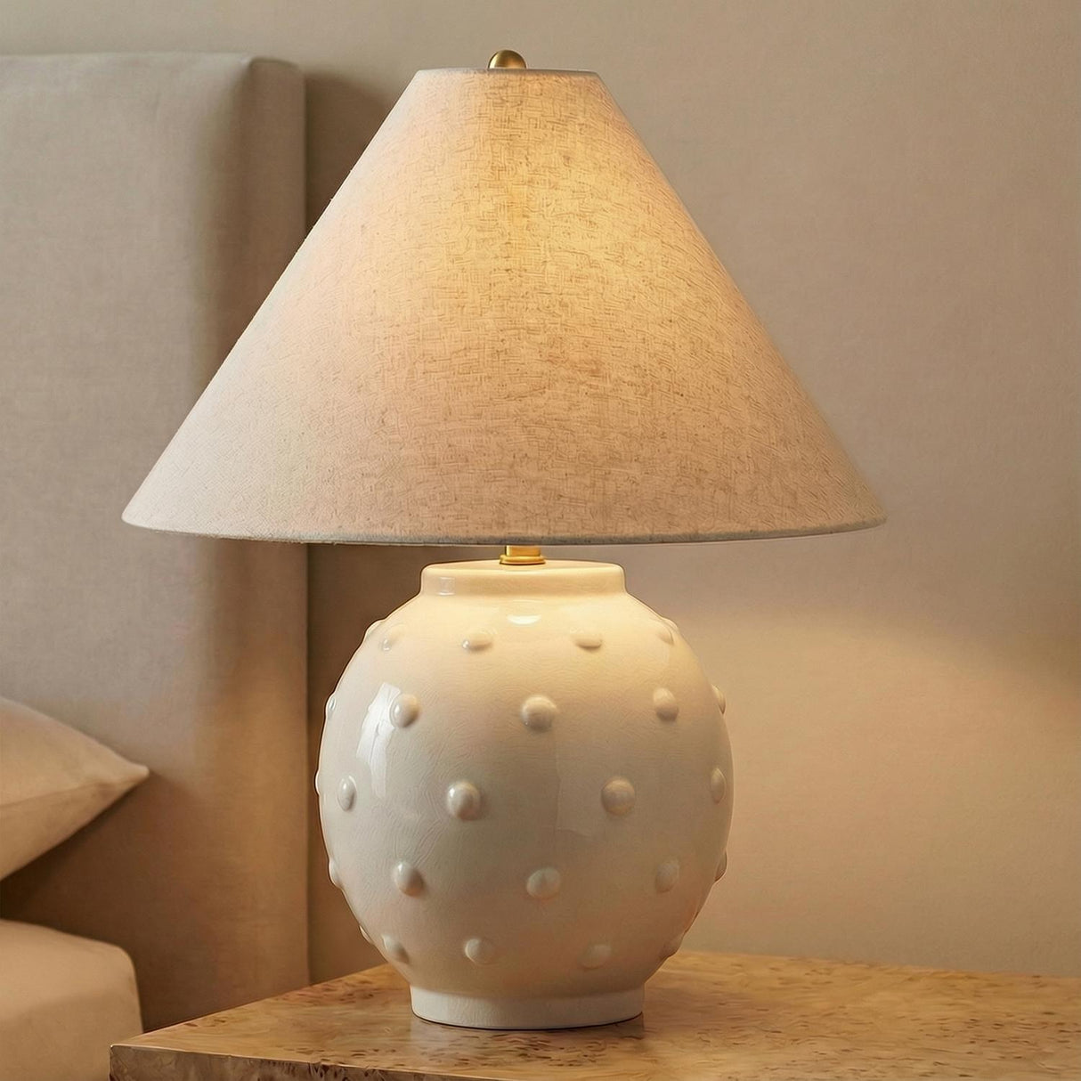 Poppy Ceramic Table Lamp 18", Glossy Ivory