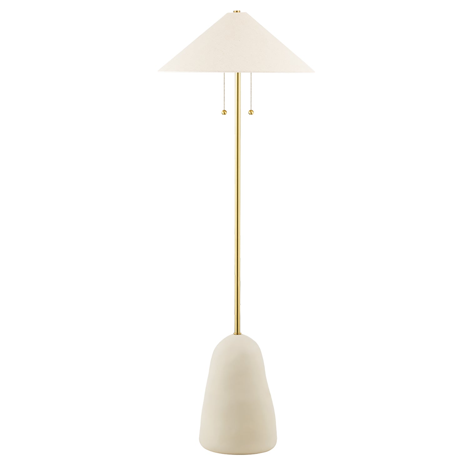 Tessa Floor Lamp, Textured Beige with Aged Brass
