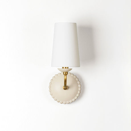 Bonnie Ceramic Wall Sconce, Antique Ivory and Aged Brass