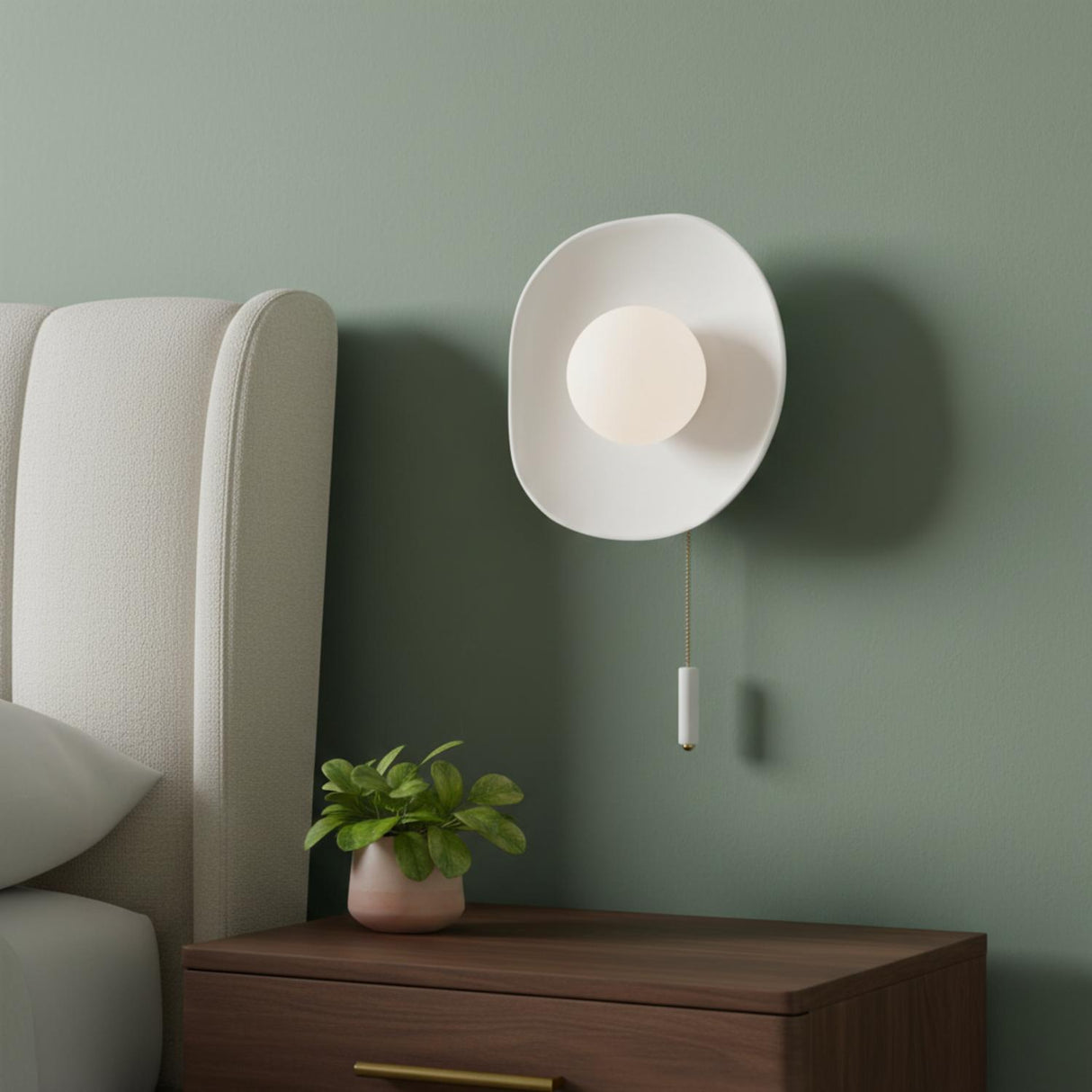 Ulla Wall Sconce, White Ceramic with Brass Accents