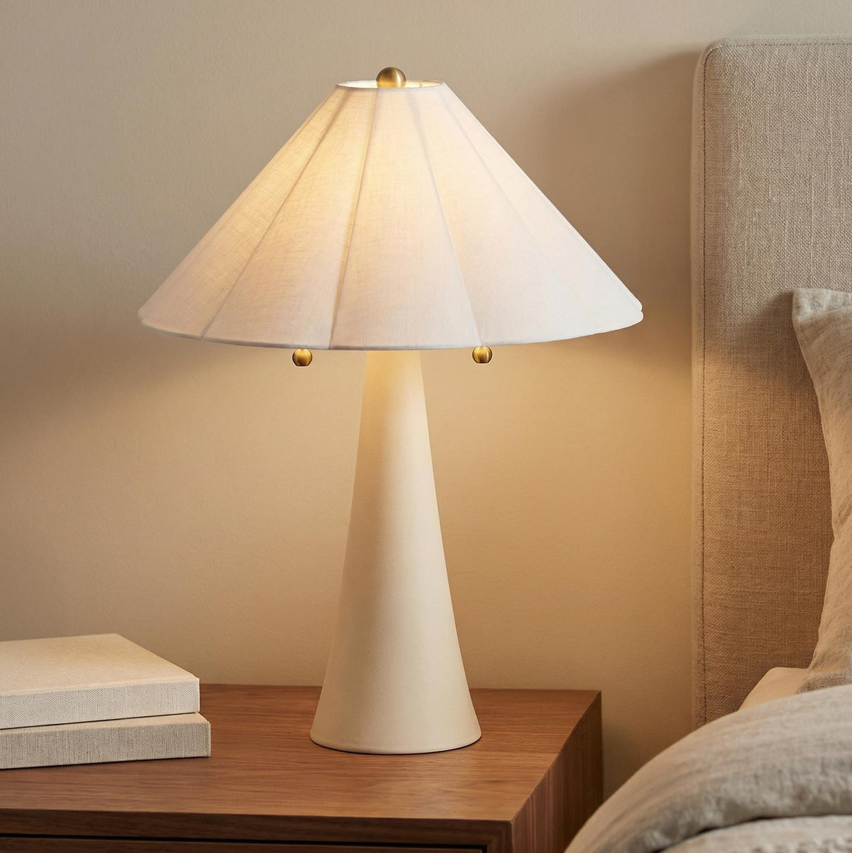 Liza Ceramic Table Lamp 23", Antique Ivory with Brass Accents