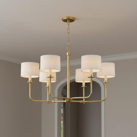 Marlowe 6 Light Chandelier 36", Aged Brass