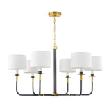Marlowe 6 Light Chandelier 36", Old Bronze with Brass Accents
