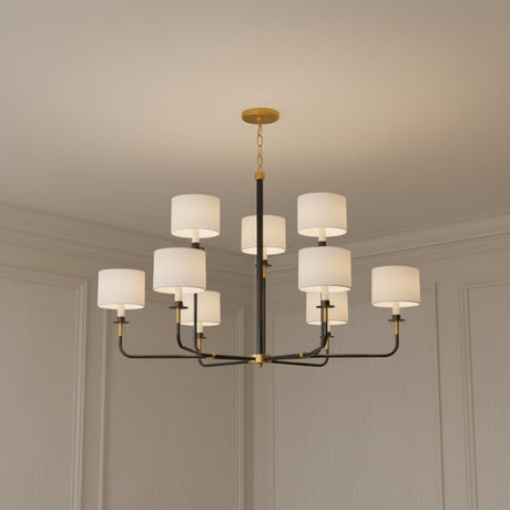 Marlowe 9 Light Chandelier 43", Old Bronze with Brass Accents