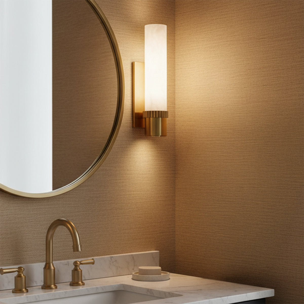 Elias Wall Sconce 15" for Modern home with Warm Beige Textured Wall