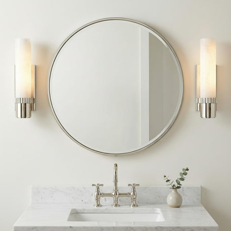 Elias Wall Sconce 15", Polished Nickel and Alabaster