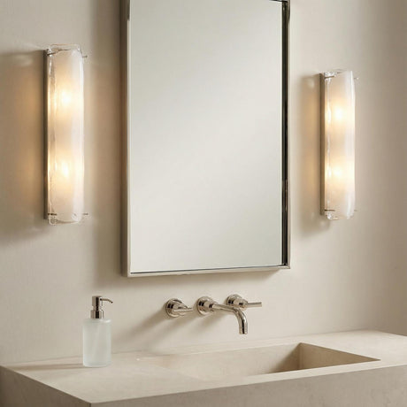 Kira Wall Sconce 26", Polished Nickel and Glass