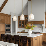 Lana Pendant 14, Aged Brass and Opal Glass for Modern Farmhouse home with Natural Wood