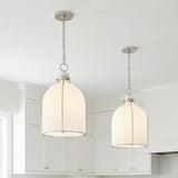 Lana Pendant 14, Polished Nickel and Opal Glass for Modern Farmhouse home with White Painted Wood