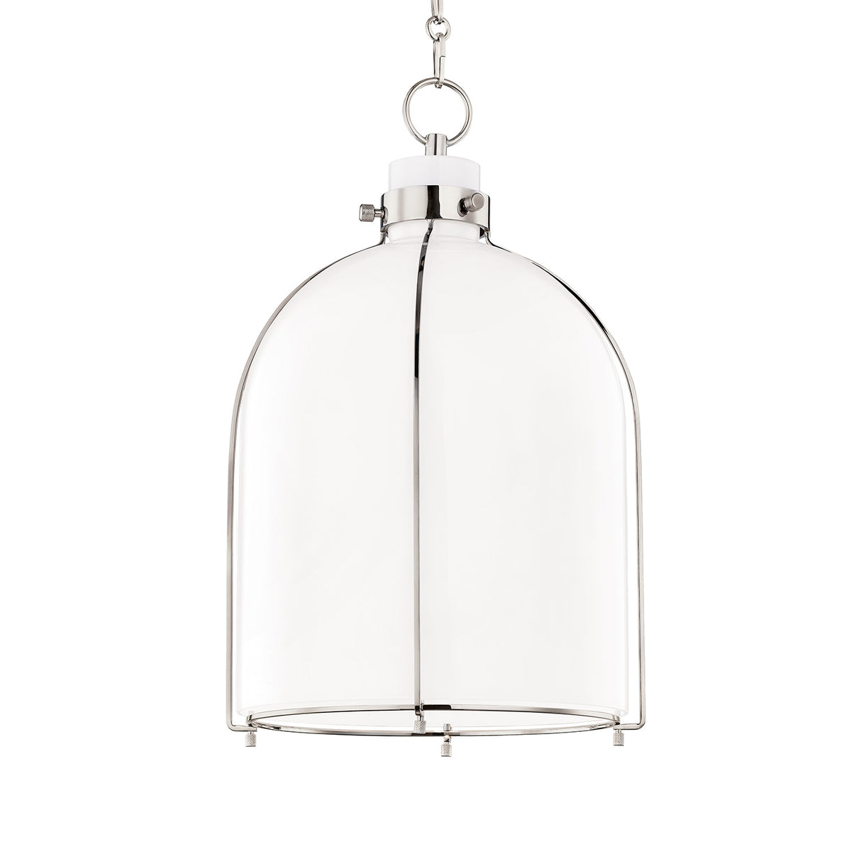 Lana Pendant 14", Polished Nickel and Opal Glass