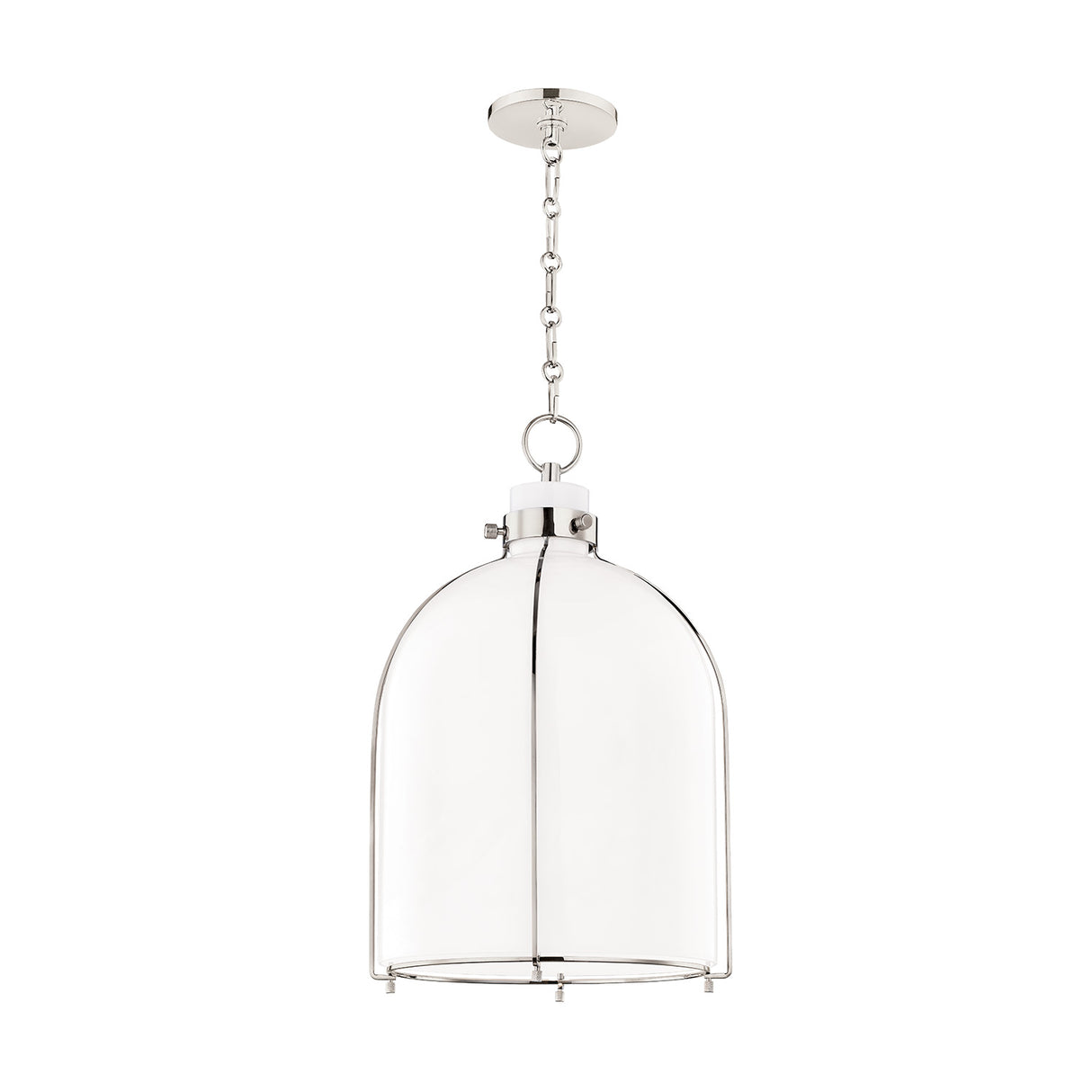 Lana Pendant 14", Polished Nickel and Opal Glass