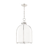 Lana Pendant 14", Polished Nickel and Opal Glass