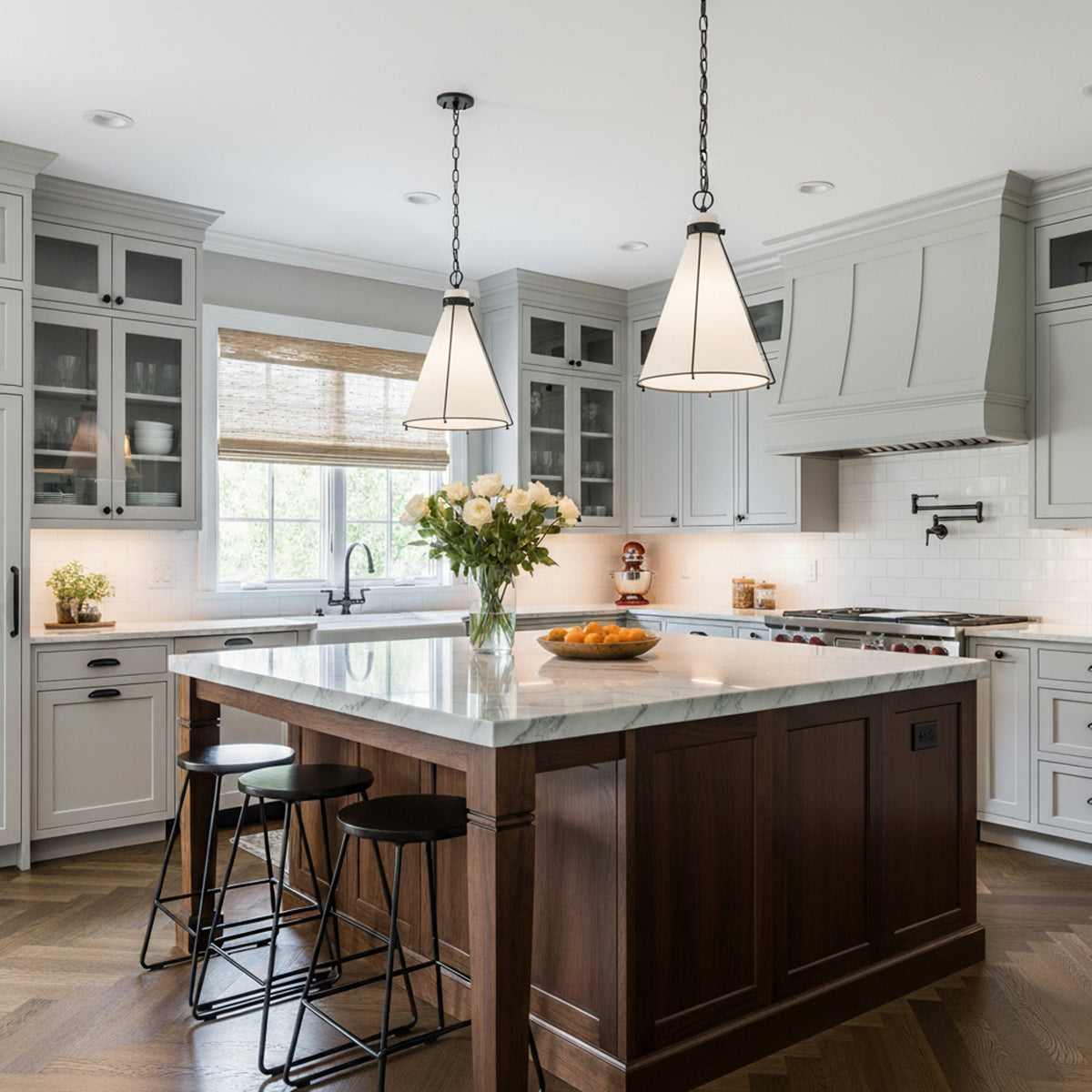 Leo Pendant 16" for Modern Farmhouse home with Gray Cabinetry