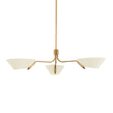 York 3 Light Chandelier 43", Patina Brass and Soft Sand