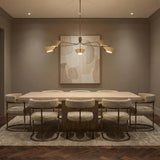 York 5 Light Chandelier 63", Patina Brass and Soft Sand