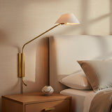 York Plug-in Wall Sconce, Patina Brass with Soft Sand