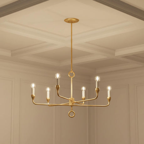 Adalyn 6 Light Chandelier 31", Gold Leaf