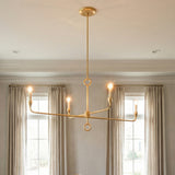 Adalyn 4 Light Chandelier 44" for Transitional home with Warm Beige Curtains