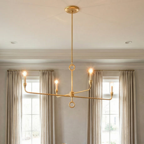 Adalyn 4 Light Chandelier 44" for Transitional home with Warm Beige Curtains
