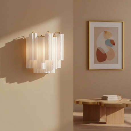 Grace Wall Sconce 14, Brass with White Glass for Modern home with Beige Walls