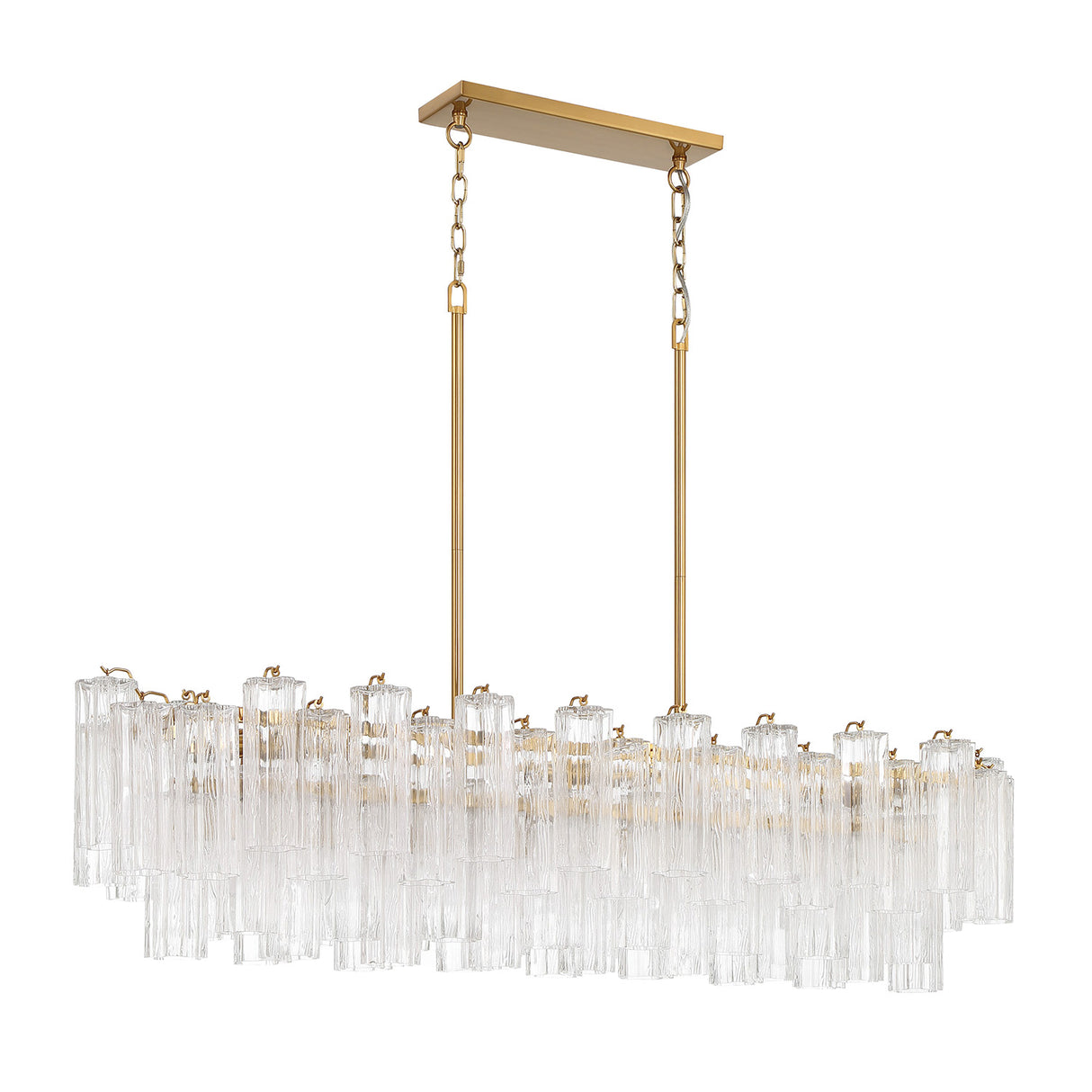 Grace Linear Chandelier 52", Brass with Clear Glass