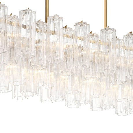 Grace Linear Chandelier 52", Brass with Clear Glass