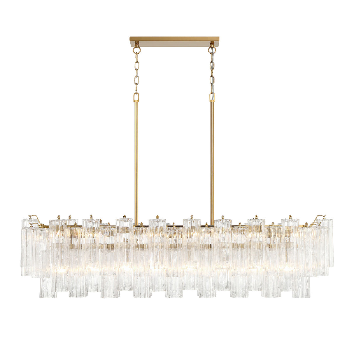 Grace Linear Chandelier 52", Brass with Clear Glass