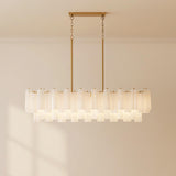 Grace Linear Chandelier 52", Brass with White Glass