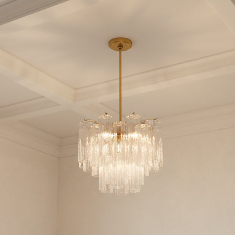 Grace 4 Light Mini Chandelier 18", Brass with Clear Glass for Modern home with White Walls