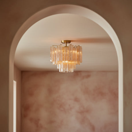 Grace Semi-Flush 18", Brass with Topaz Glass for Contemporary home with Beige walls