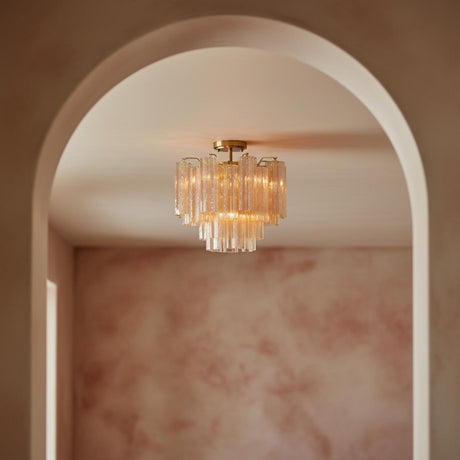 Grace Semi-Flush 18", Brass with Topaz Glass