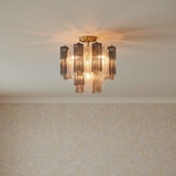 Grace Semi-Flush 18", Brass with Gilded Fog Glass for Transitional home with White Walls