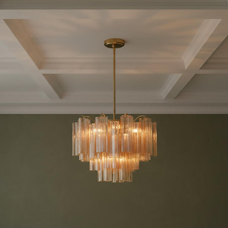 Grace 6 Light Chandelier 20", Brass with Topaz Glass