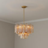 Grace 6 Light Chandelier 20", Brass with Topaz Glass