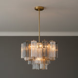 Grace 6 Light Chandelier 20", Brass with Gilded Fog Glass for Modern home with Gray Walls