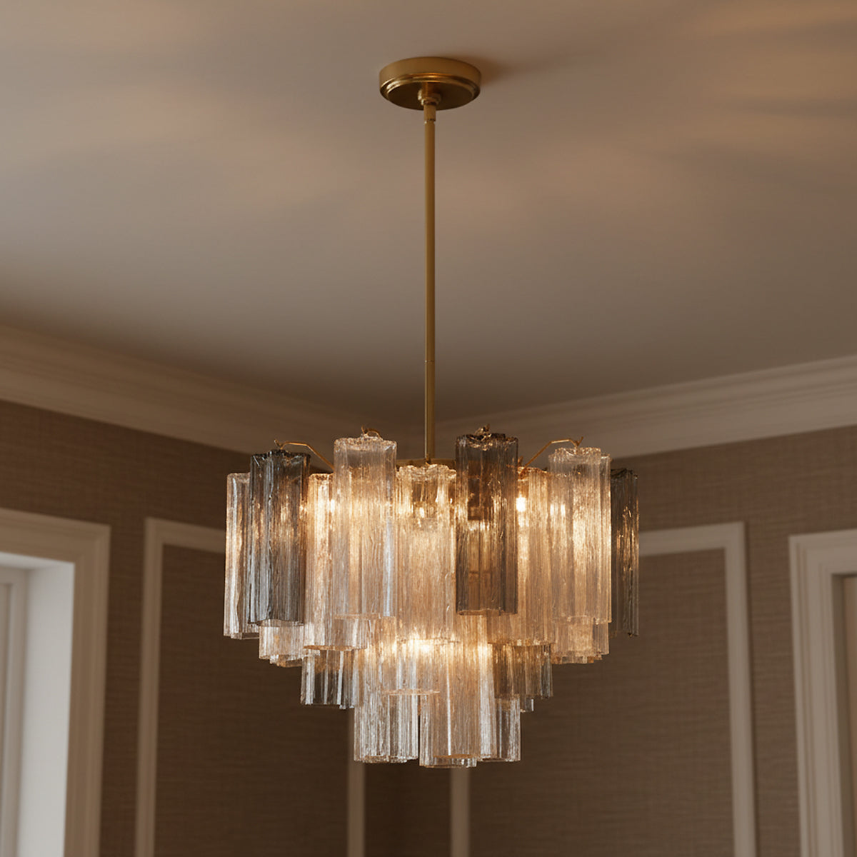 Grace 6 Light Chandelier 20" for Transitional home with Beige Wallpaper