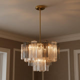 Grace 6 Light Chandelier 20", Brass with Gilded Fog Glass