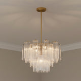 Grace 6 Light Chandelier 20", Brass with Clear Glass for Modern home with Warm Beige Walls