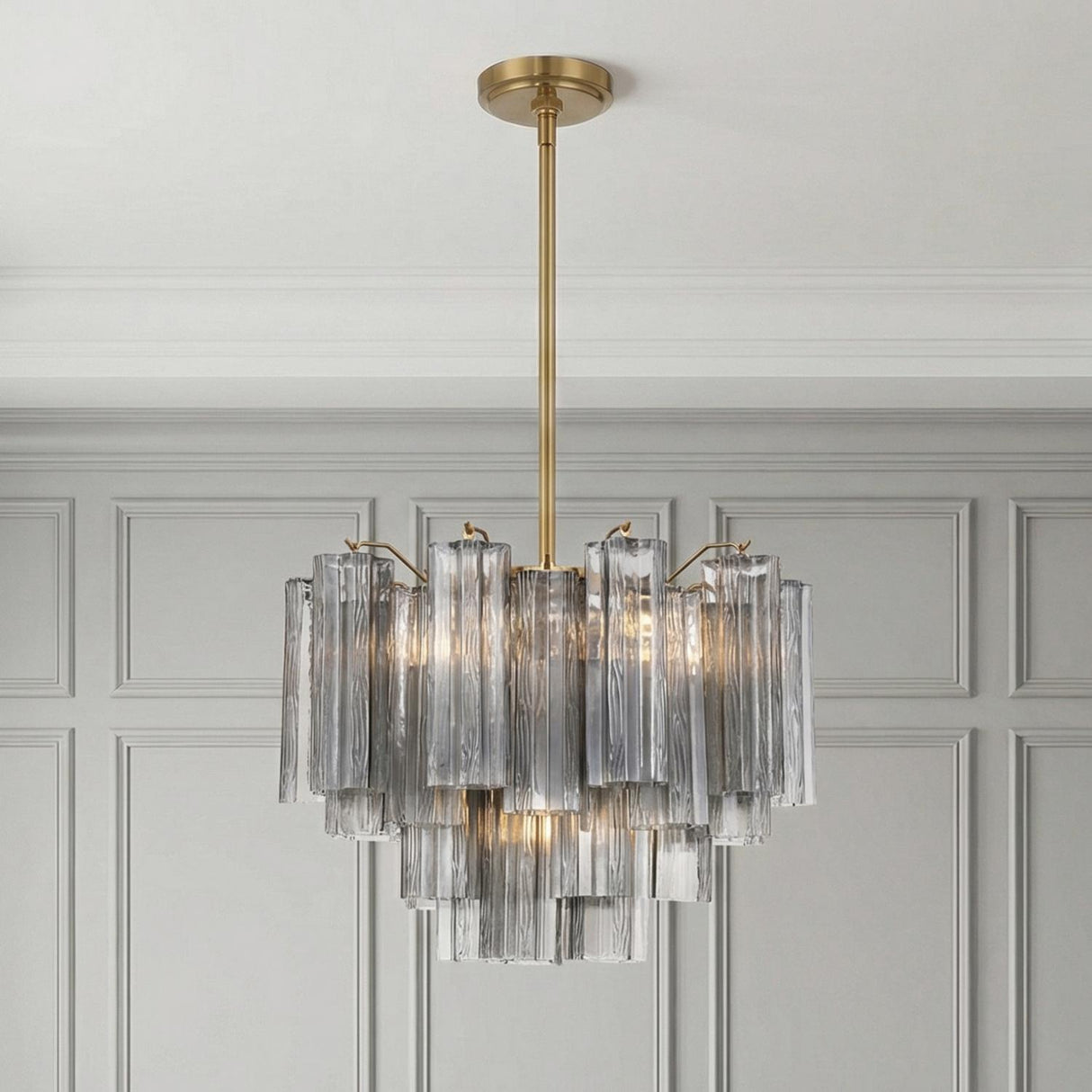 Grace 6 Light Chandelier 20", Brass with Smoke Glass